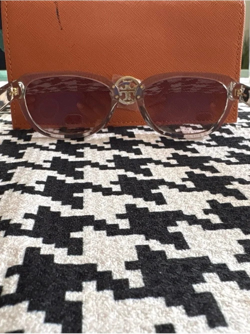 Tory Burch Clear Brown Frame Sunglasses with Brown Lenses